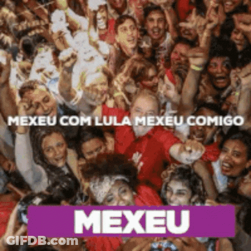 Group Around Man In Red Shirt Saying Mexeu GIF