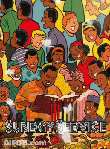 Group Around Table Sunday Service GIF