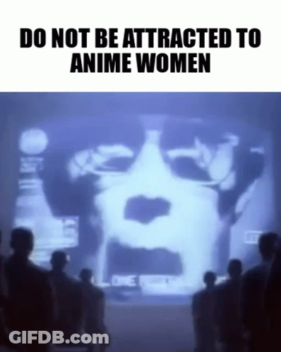 Group At Screen: Don't Be Attracted To Anime Women GIF