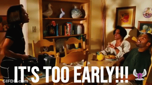 Group At Table Saying It's Too Early GIF