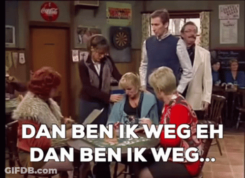 Group At Table With Dan Ben Ik Weg Text GIF