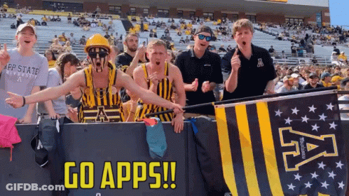 Group Behind Banner Saying Go Apps GIF