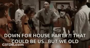 Group Dancing At House Party With Man In Middle GIF