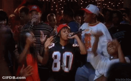 Group Dancing In Club With Man Holding Microphone GIF