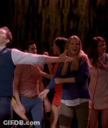 Group Dancing In Dark Room Man Pointing At Sky GIF