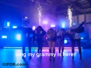 Group Dancing In Dark Room OMG My Grammy Is Here GIF