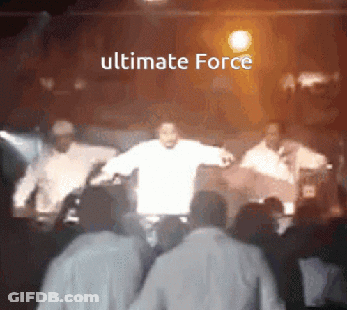 Group Dancing In Dark Room Saying Ultimate Force GIF