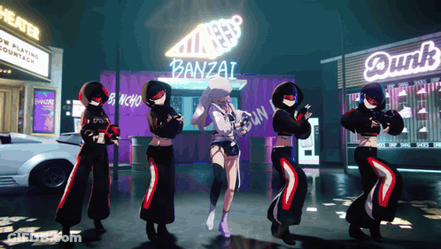 Group Dancing In Front Of Banzai Store GIF
