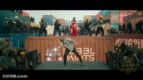 Group Dancing In Front Of Container Saying KRHP GIF