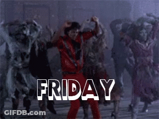 Group Dancing In Front Of Friday Sign GIF