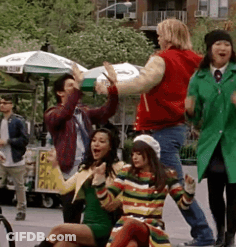 Group Dancing In Front Of Ice Cream Cart GIF