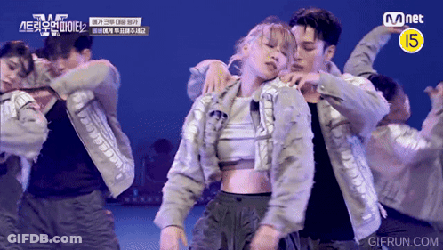 Group Dancing In Front Of Mnet Sign GIF