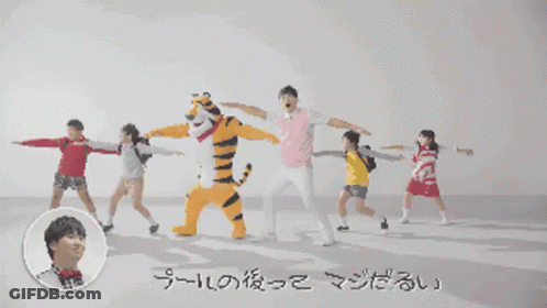 Group Dancing In Front Of Tony The Tiger GIF