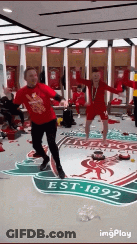 Group Dancing In Liverpool Locker Room GIF