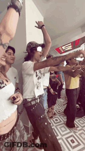 Group Dancing In Room With UI Sign GIF