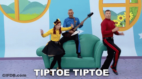 Group Dancing On Couch Saying Tiptoe Tiptoe GIF