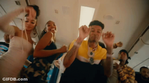 Group Dancing On Plane With Man In Yellow Shirt GIF