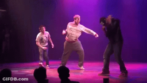 Group Dancing On Stage With Purple Lights GIF