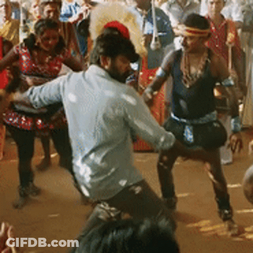 Group Dancing With Man In Headband GIF
