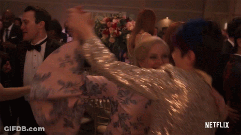 Group Dancing With Netflix Logo GIF
