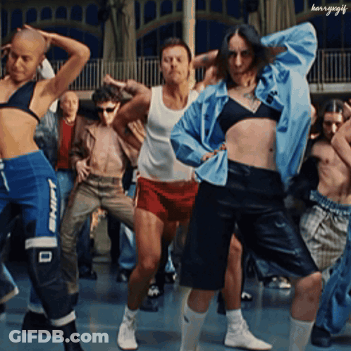Group Dancing With Word Harry GIF