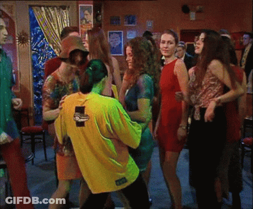 Group Dancing With Yellow Shirt And Duck GIF