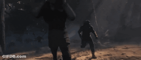 Group Fighting In Dark Forest GIF