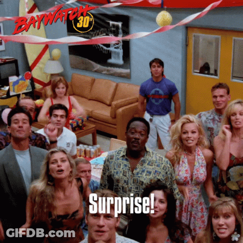 Group Gathered Under Surprise Sign GIF