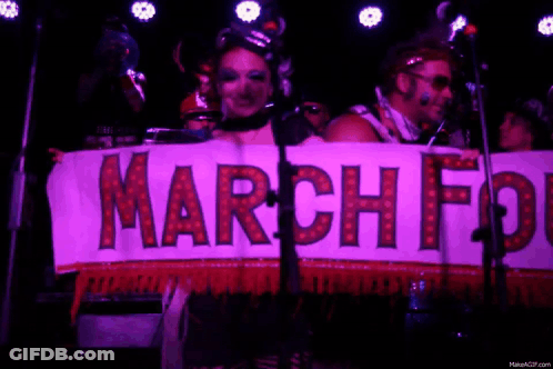 Group Holding Banner Saying Arch Fourt GIF