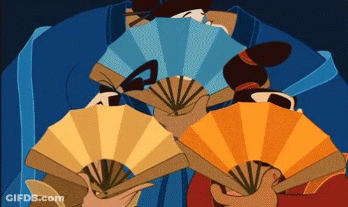 Group Holding Fans With Letter P GIF