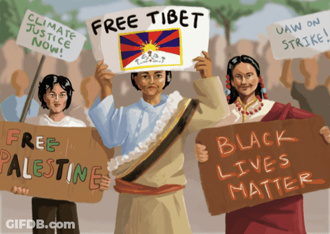 Group Holding Free Tibet Signs GIF