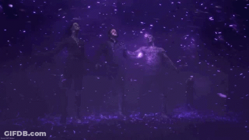 Group Holding Hands On Purple Background GIF