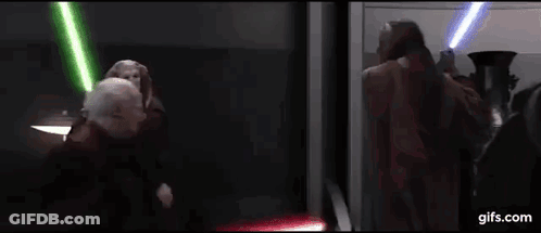 Group Holding Lightsabers GIF