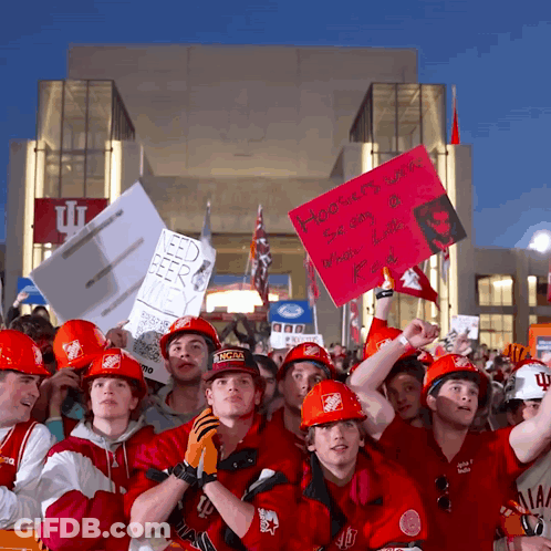 Group Holding Sign Saying Hoosier GIF