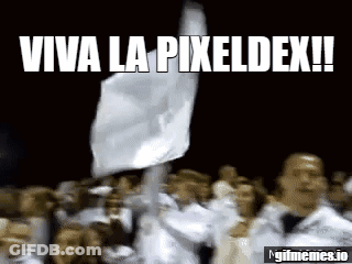 Group Holding White Flag Viva La Pixeldex GIF