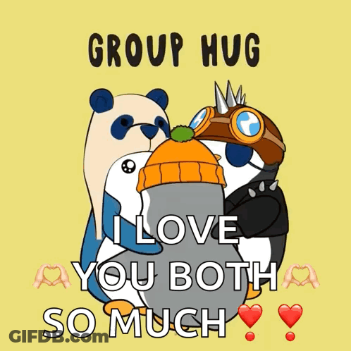 Group Hug I Love You Both Poster GIF
