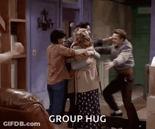 Group Hug In Living Room GIF