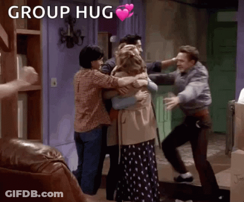 Group Hug In Living Room GIF