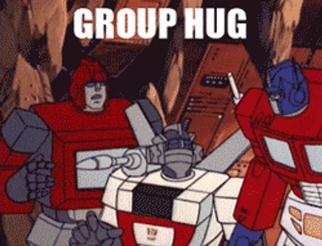 Group Hug Transformers GIF