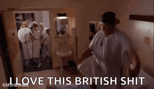 Group In Bathroom I Love This British Shit GIF