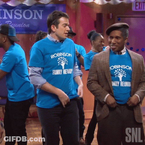Group In Blue Shirts Robinson Family Reunion GIF