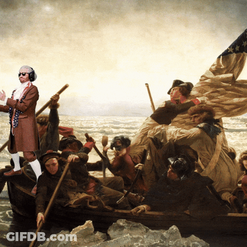 Group In Boat With Man In Headphones GIF