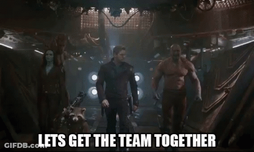 Group In Dark Room Lets Get The Team Together GIF
