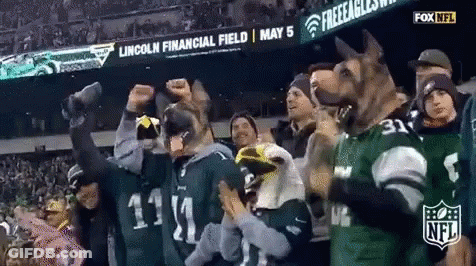 Group In Dog Masks Watching Football GIF