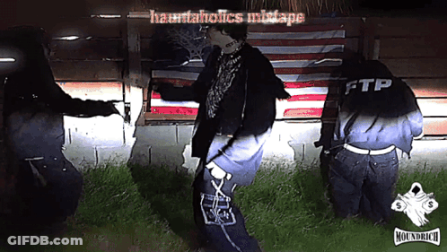Group In Front Of American Flag Hauntholics Mixtape GIF