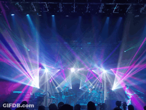 Group In Front Of Lit Stage GIF