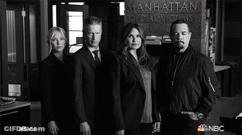 Group In Front Of Manhattan Special Victims Building GIF
