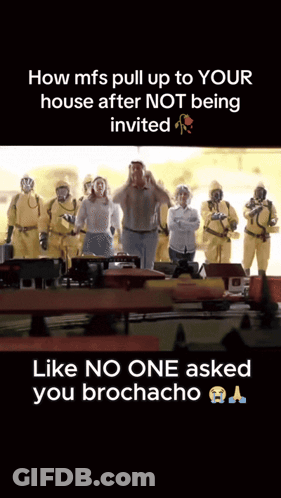 Group In Hazmat Suits With Caption How Mfs Pull Up To Your House After Not GIF