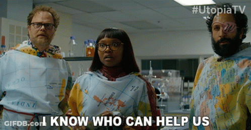 Group In Lab Saying I Know Who Can Help Us GIF
