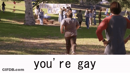 Group In Park With Happy Birthday Clive Sign GIF